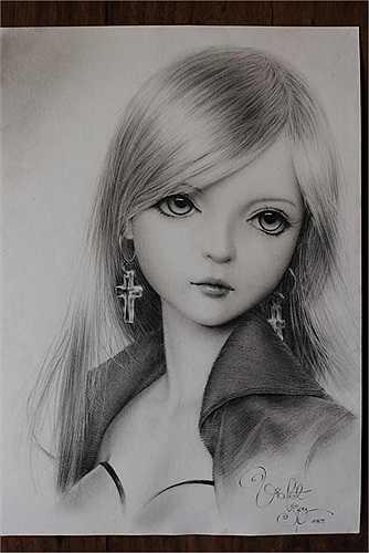 Nguyễn Hồ Đình Triệu (21 tuổi), đang là sinh viên năm 3, khoa Thiết kế nội thất, trường Đại học Công nghệ TP Hồ Chí Minh. Một lần lướt web Triệu bị hút hồn bởi vẻ đẹp của những cô nàng búp bê, tuy là đồ chơi, nhưng mỗi ánh mắt, mỗi gương mặt đều có 1 cảm xúc riêng. Bức này cũng là lần đầu tiên Triệu tập vẽ tóc vàng.