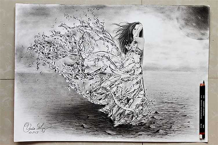 Đây là bức vẽ lâu và bỏ nhiều tâm huyết nhất cho tới hiện tại. Đó là lần đầu tiên Triệu vẽ nước trên khổ giấy lớn, mỗi ngày 1 vài giọt nước cho đến khi hoàn thành cả chiếc váy.