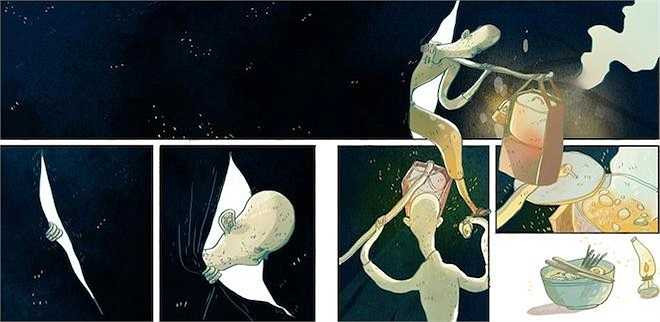 Vũ trụ thăm thẳm bao la đối với tâm hồn hai đứa trẻ như đầy bí mật và xa lạ và làm mỏi ý nghĩ, nên chỉ một lát hai chị em lại chúi nhìn về mặt đất.