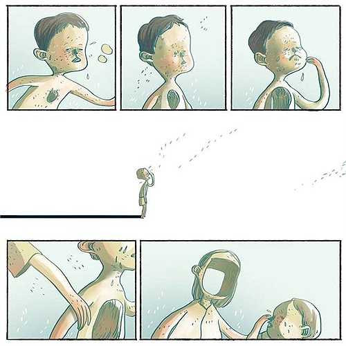 Hai chị em chờ không lâu. Tiếng còi đã rít lên, và tàu đi tới. Liên dắt em đứng dậy để nhìn đoàn xe vụt qua, các toa đèn sáng trưng, chiếu ánh cả xuống đường. Liên chỉ thoáng trông thấy những toa hạng trên sang trọng lố nhố những người, đồng và kền lấp lánh, và các cửa kính sáng.