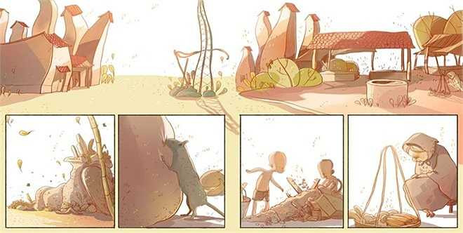 Liên ngồi yên lặng bên mấy quả thuốc sơn đen; đôi mắt chị bóng tối ngập đầy dần và cái buồn của buổi chiều quê thấm thía vào tâm hồn ngây thơ của chị: Liên không hiểu sao, nhưng chị thấy lòng buồn man mác trước cái giờ khắc của ngày tàn. 