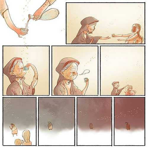 Đó là cụ Thi, một bà già hơi điên, vẫn mua rượu ở hàng nhà Liên. 