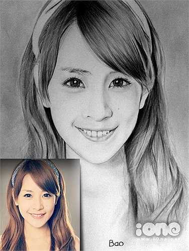 Hoàng Nghĩa Bảo, sinh năm 1995, Đại học kinh tế TP HCM nhận được nhiều lời thán phục khả năng vẽ bằng than chì sống động. Bức tranh vẽ hot girl Chi Pu được cậu bạn vẽ trong vòng 8 giờ.