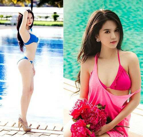 Sở hữu vóc dáng nuột nà đáng mơ ước, chẳng lạ khi Ngọc Trinh luôn khéo khoe vẻ quyến rũ bằng những shoot hình kiệm vải bên bể bơi.
