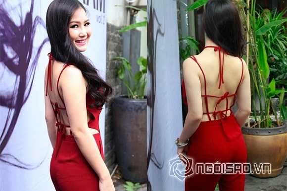Bộ jumsuit màu đỏ với phần dây chằng chịt phía sau lẫn phía trước của Hương Tràm cũng bị chê tơi tả