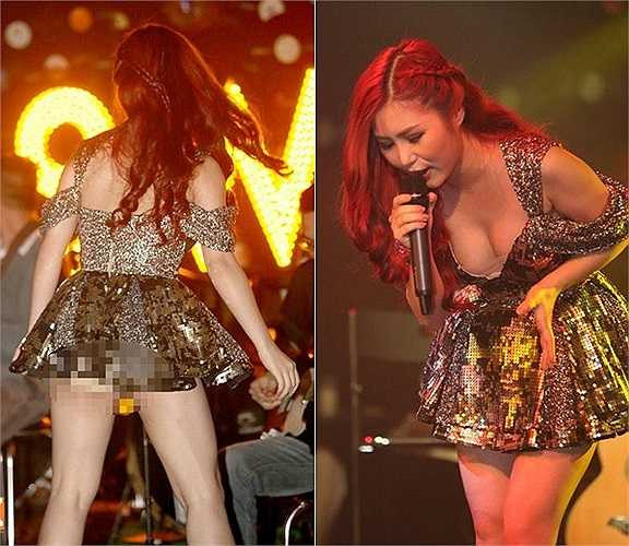 Nữ ca sỹ trẻ khiến khán giả nhức mắt khi diện chiếc váy đính sequin ngắn tới mức không thể che chắn lớp nội y trên một sân khấu ca nhạc. Mỗi lần Hương Tràm cúi người, vòng ba của cô hầu như bị phô bày. Bên cạnh đó, phần cổ cũng được khoét rộng và để lộ vòng một một cách phản cảm.