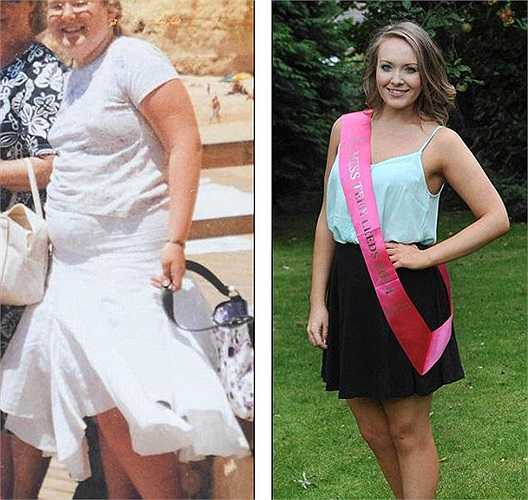 Emma Day, y tá 19 tuổi người Anh giảm được gần 38kg  và giành vương miện nữ hoàng sắc đẹp trong một cuộc thi nhan sắc tại địa phương.