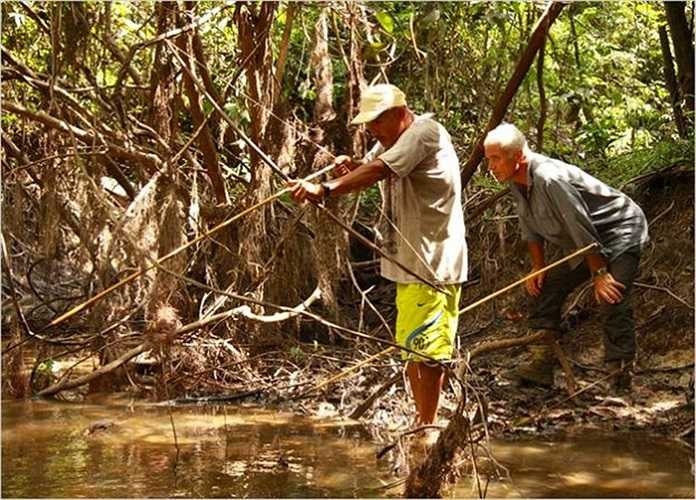 Ông còn học cách săn cá bằng cung tên