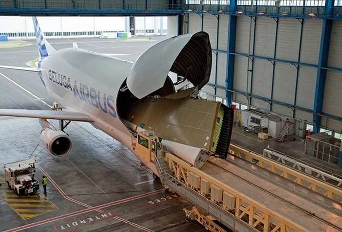 Khoang máy bay được tận dụng tối đa để có thể tích chứa đồ lớn nhất. Trọng lượng tối đa Beluga có thể chở một vật thể nguyên khối là 47 tấn.