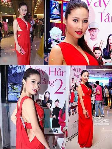 Trong buổi ra mắt bộ phim 'Váy hồng tầng 24' nữ diễn viên chính Diễm My vào vai An Nhiên đã như thỏi nam châm hút công chúng với chiếc đầm đỏ khiến người đối diện phải 'nín thở' khi tiếp xúc.