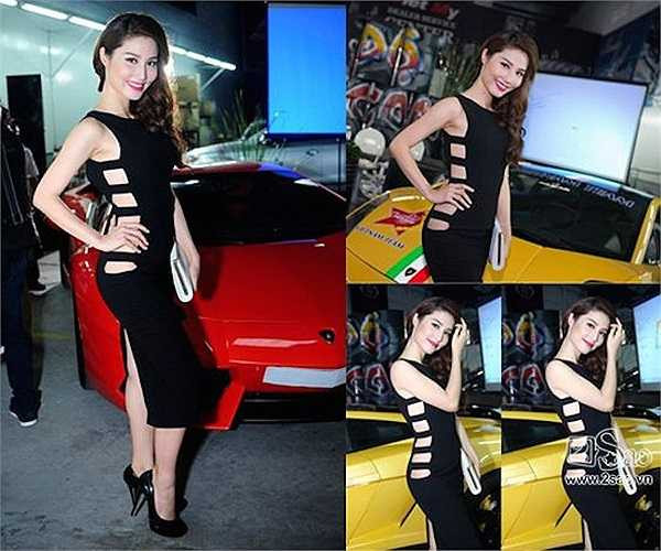 Là nữ diễn viên trẻ, Diễm My nhanh chóng nhiễm 'virut' sexy. Người đẹp lựa chọn kiểu đầm đen bó sát với những đường cắt out dọc bên thân được nhiều sao nữ yêu thích thời gian vừa qua.