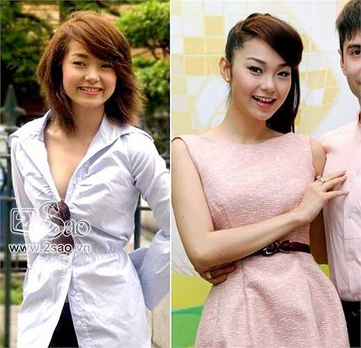 Nữ diễn viên - ca sĩ Minh Hằng đã khác rất nhiều so với lúc vào nghề, gương mặt đã thon gọn hơn rất nhiều, chiếc mũi cũng đã có sống và cao hơn trước.