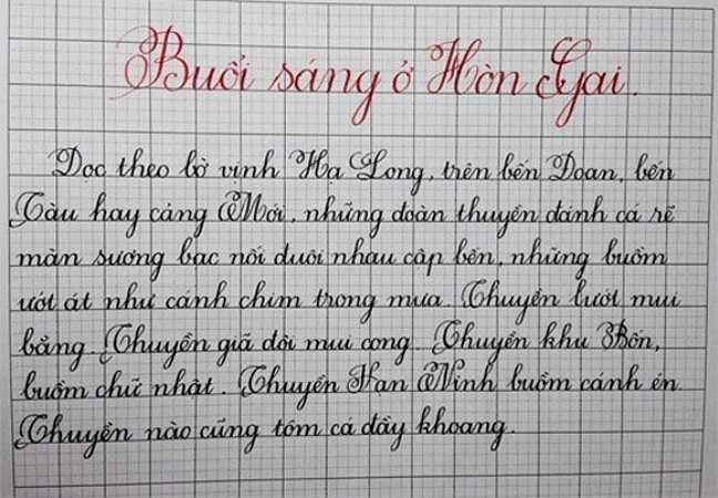 Vì dạy tiểu học nên từ khi ở trường cao đẳng, Ngân đã dành nhiều thời gian rèn chữ.