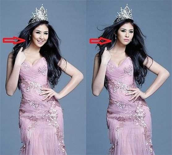 Trong khi đó, ở bức ảnh này, ai cũng nhìn rõ người đẹp Ngọc Hân bị chỉnh sửa đến vẹo cổ. 