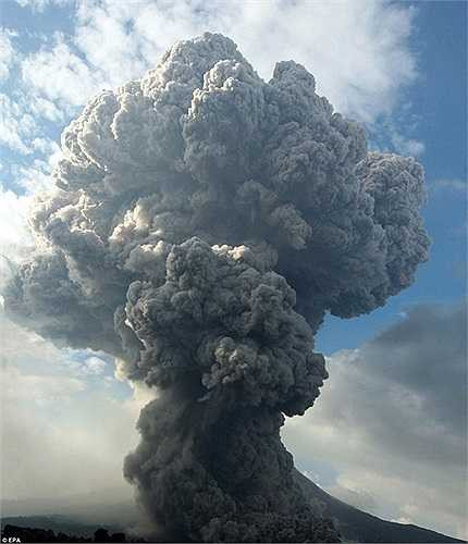 Cột khói bụi khổng lồ của núi lửa Sinabung