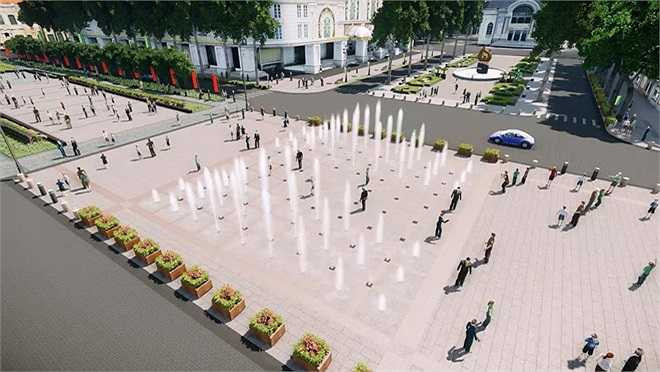 Theo ông Lê Quyết Thắng - giám đốc Khu Quản lý giao thông đô thị số 1, TP.HCM (chủ đầu tư dự án) - mặt đường sẽ lát đá granite dày 8 cm, vỉa hè là đá granite dày 6 cm với gam màu sáng. 