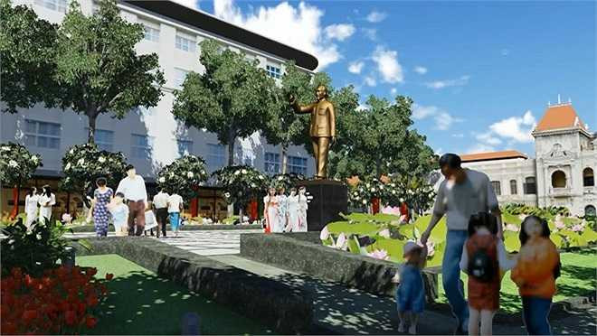 Song song với thi công quảng trường, công trình xây dựng tượng đài Bác Hồ mới trước trụ sở UBND TP.HCM cũng được tiến hành. 
