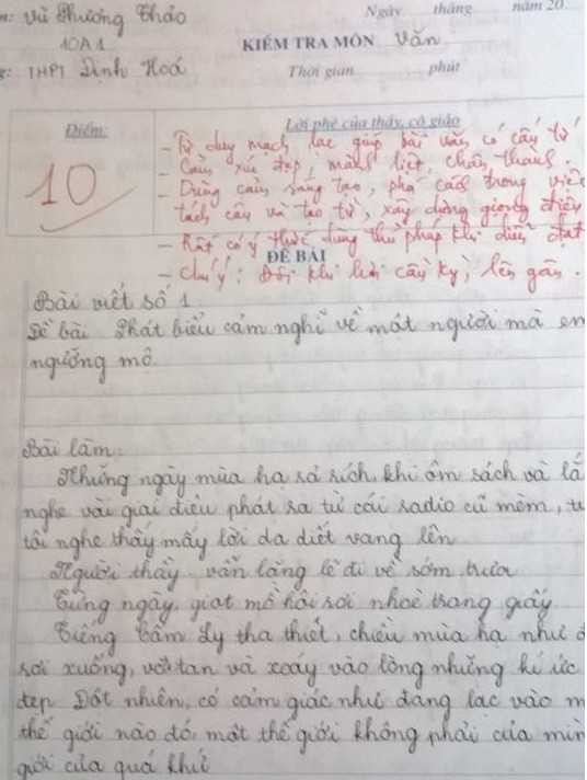 bài vanư điểm 10