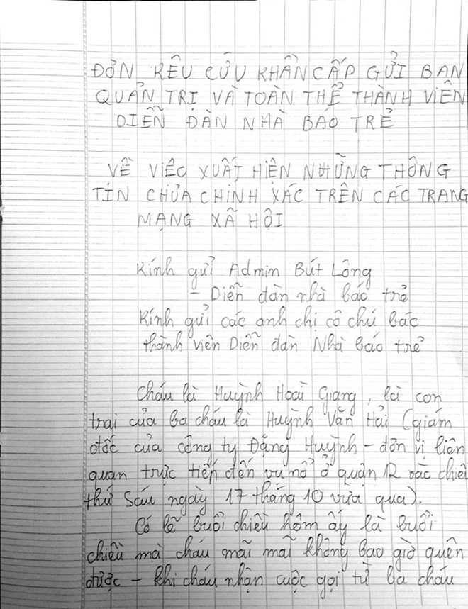Vụ nổ kinh hoàng ở Sài Gòn: Con trai chủ xưởng viết tâm thư