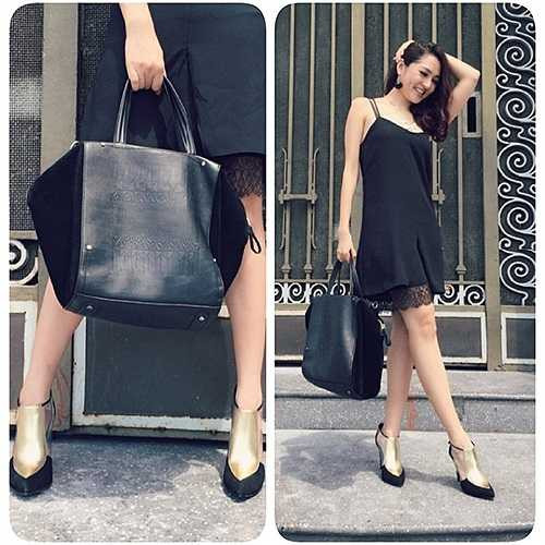 Bảo Anh diện mốt váy ngủ ra phố.