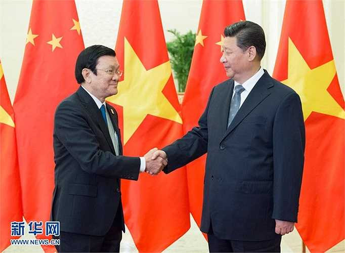 Chủ tịch Trung Quốc Tập Cận Bình tiếp Chủ tịch Việt Nam Trương Tấn Sang