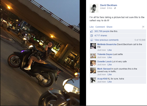Hình ảnh được đăng tải trên fanpage cá nhân của David Beckham