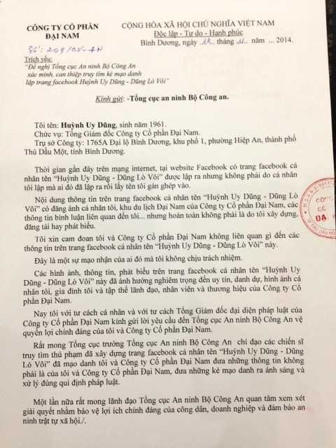 Điều tra kẻ lập facebook mạo danh ông Dũng 'lò vôi'