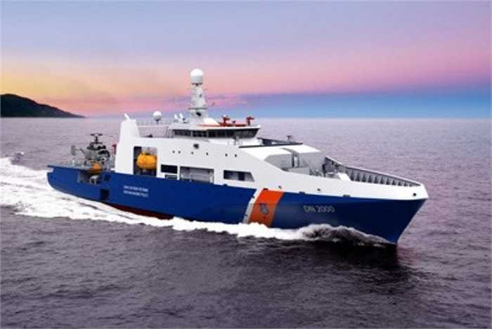 Khi được hoàn thành, tàu có nhiệm vụ tuần tra bảo vệ chủ quyền biển, đảo, thực thi pháp luật trên các vùng biển và thềm lục địa; thực hiện nhiệm vụ chuyển quân, chi viện hậu cần cho các lực lượng hoạt động trên biển, đảo và thực hiện sứ mệnh tìm kiếm cứu nạn. Ảnh: Mô hình tàu tuần tra xa bờ đa năng DN 2000 (Ảnh QĐND). 