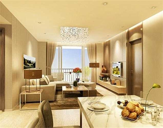 Phòng khách được thiết kế sang trọng, hiện đại. Trang thiết bị, nội thất trong phòng đều được bố trí hài hòa, hợp lý về màu sắc và công năng sử dụng. Sàn gỗ công nghiệp dày tới 8 mm, chống thấm nước rất cao. Các cửa đi đều làm bằng gỗ công nghiệp đã qua xử lý bề mặt hoàn hảo, chống cháy tới 1 giờ, bề mặt verneer cao cấp. Có hệ thống thông minh chuông cửa hiển thị hình ảnh, hệ thống đèn tự động bật sáng ở cửa ra vào.