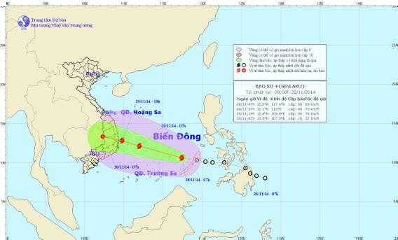 Bão số 4 tiến vào biển Đông