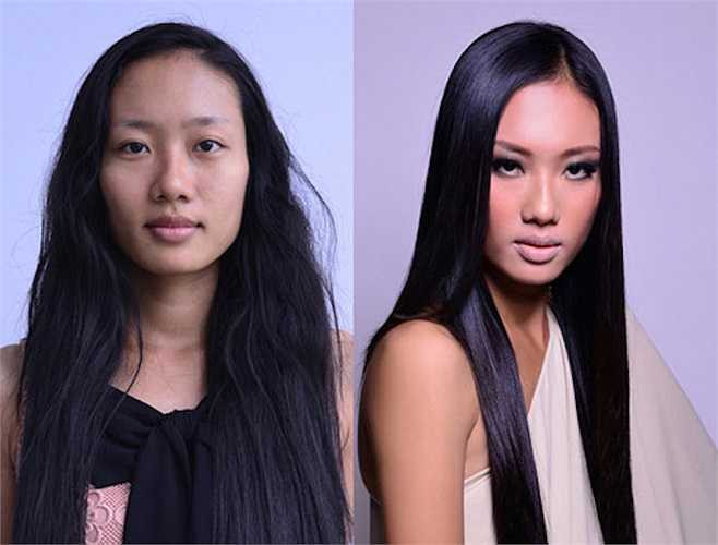 Mái tóc dài, đen vừa tạo cho Nhã Trúc vẻ đẹp huyền bí, hút ống kính, vừa giúp cô che đi những khuyết điểm trên khuôn mặt. 