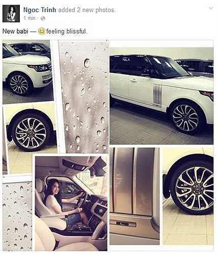 Bên cạnh việc bỏ tiền tỷ ra xem show thời trang, Ngọc Trình còn khiến dư luận choáng váng khi khoe siêu xe mới có giá trị gần 10 tỷ đổng.