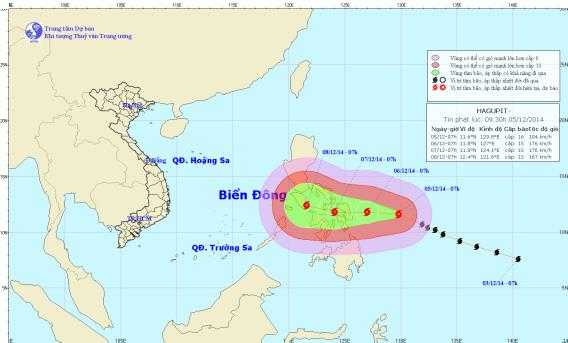 Siêu bão Hagupit 'đe doạ' biển Đông có diễn biến phức tạp