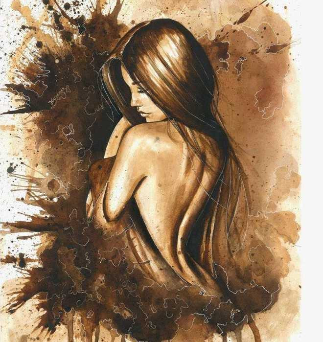 Bức tranh vẽ bằng chất liệu cà phê gây sốt.