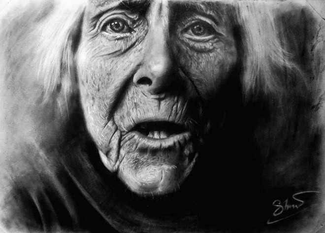 Một tác phẩm than chì ấn tượng của Trọng Hữu. Ảnh: NVCC.