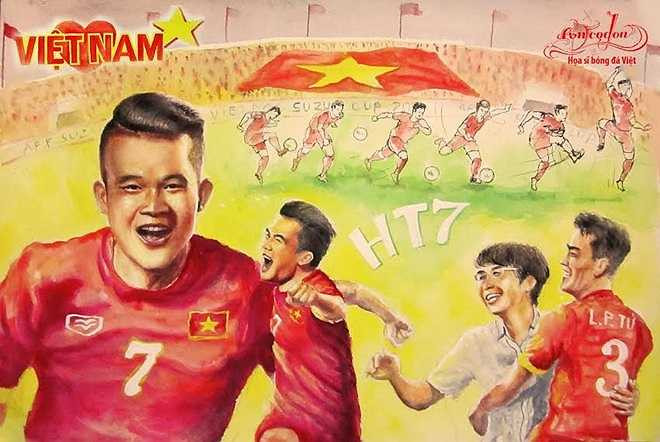 Hoàng Thịnh- ngôi sao đang dẫn đầu danh sách cầu thủ hay nhất AFF Cup 2014. (Tranh: An Thắng)