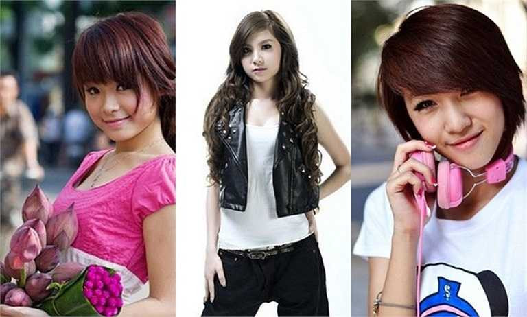 Hình ảnh thuở mới vào nghề của Huyền Baby (trái), Hạnh Sino (giữa), Emily (phải). 