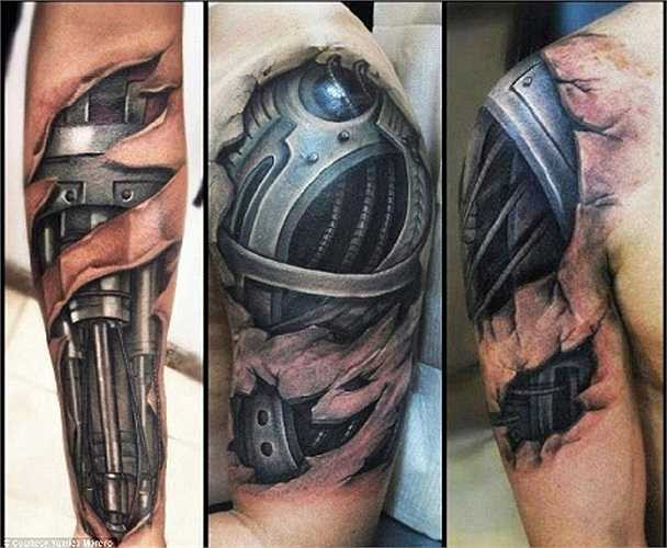 Xăm hình kỳ quái tựa như người sắt.