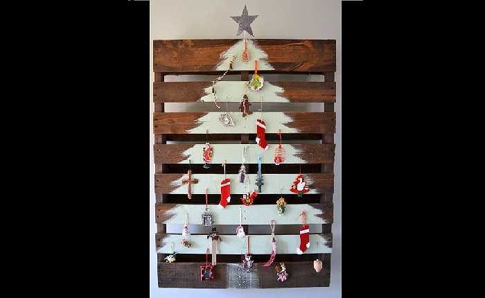 11. Lại một chiêu tận dụng cho các bạn trẻ muốn tiết kiệm chi tiêu trong mùa Giáng sinh vẫn có thể sở hữu những cây thông tuyệt vời. Chỉ với miếng gỗ lót hàng với một chút tài nghệ và trí tưởng tượng mà một cây thông rất thú vị đã đến với bạn.