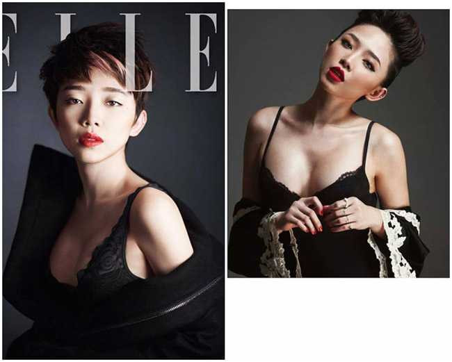 Bờ vai mềm mại, vòng 1 căng đầy là điểm mạnh trên cơ thể của người đẹp.