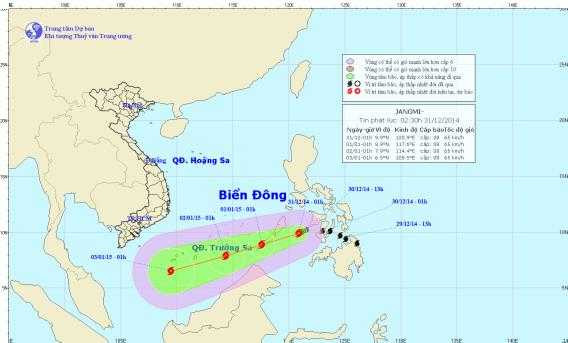 Bão Jangmi đang di chuyển, biển Đông gió giật cấp 10