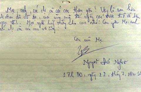 Bút tích cuối cùng, tử tù, khét tiếng, thi hành án, khét tiếng, NGuyễn ĐỨc Nghĩa