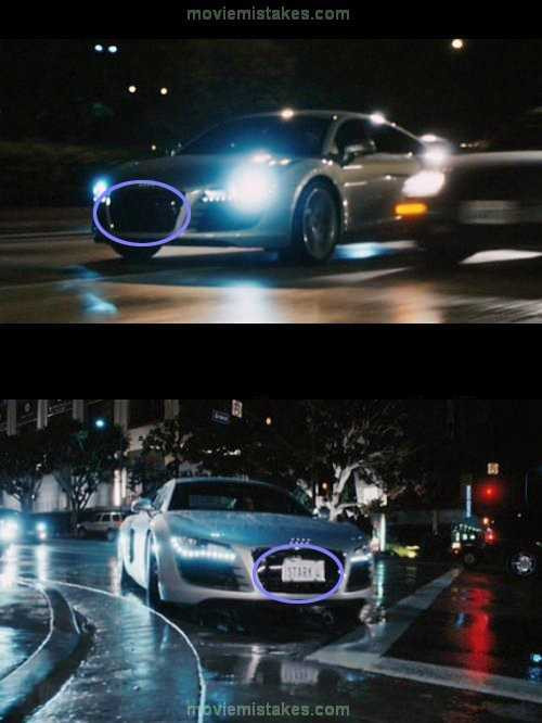 Ở cảnh quay chàng tỷ phú Tony Stark đến công ty trong phim Iron Man (2008), chiếc xế hộp anh đang lái không hề có biển số phía trước. Nhưng khi chiếc xe tiến về cổng vào thì chiếc biển có in dòng chữ “Stark” lại hiện lên mồn một.