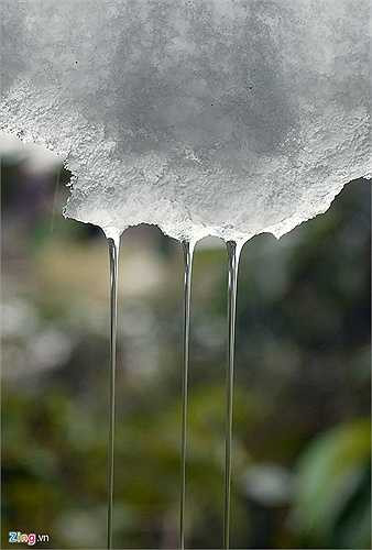 Băng tuyết đọng và mưa rơi kết hợp làm cho những giọt băng trở nên kỳ thú.