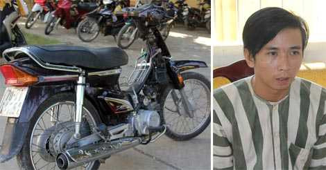 Đối tượng Lê Tấn Hải cùng tang vật.