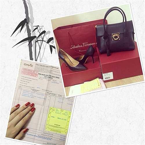 Angela Phương Trinh thường xuyên khoe các biên nhận mua hàng từ đồng hồ, túi xách, đến giày hiệu. 