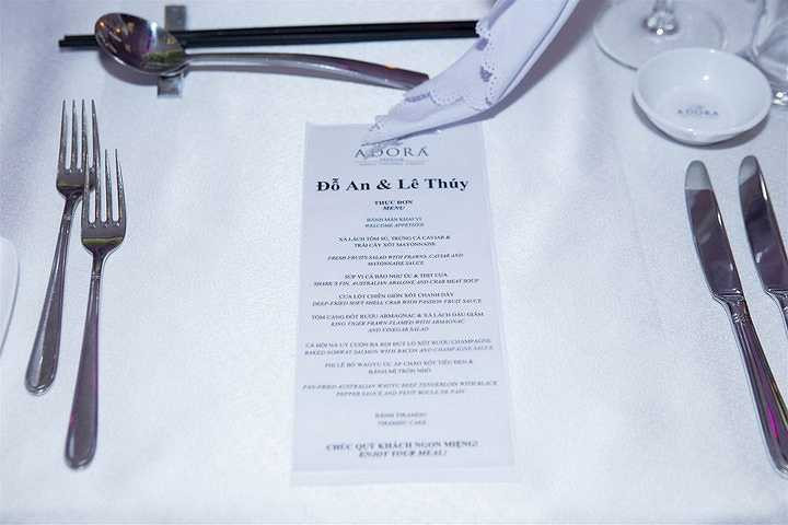 Thực đơn đãi khách của đám cưới Lê Thuý - Đỗ An