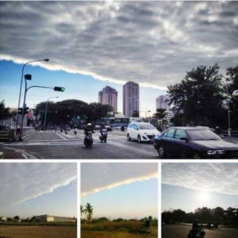 Bức ảnh về hiện tượng thiên nhiên kì thú bầu trời chia đôi ở Đài Loan. 