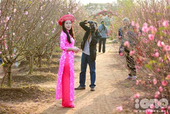 Tuy năm nay lạnh nhưng những người chủ đào ở đây đã cho đào nở sớm hơn một chút phục vụ nhu cầu chụp hình của giới trẻ.