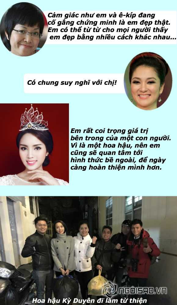 Ngay sau khi chụp những bộ ảnh cho thấy nhan sắc hoàn hảo, Kỳ Duyên lại bị các đàn chị "răn đe" nên quan tâm tới "cái đẹp bên trong"